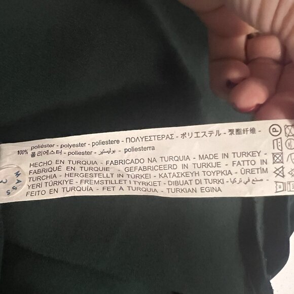 Zara Pleated Hem Dark Green Mini Dress Size M Zipper Back Party Cocktail Y2K - Picture 12 of 13